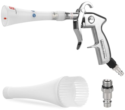 MYPIN Car Cleaning Gun, 6-9.2Bar Dry Blow Gun, High Pressure Compressed Air Blow Gun, Interior Car Cleaning with 2 Nozzles for Vehicle Car Carpet Dashboard Seat Upholstery (White)