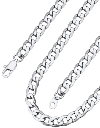 ChainsPro Collar Hombre Cubano Cadenas de Acero Inoxidable para Hombre Necklace Men Cadena Cuello Hombre 46cm Largo 6mm Ancho