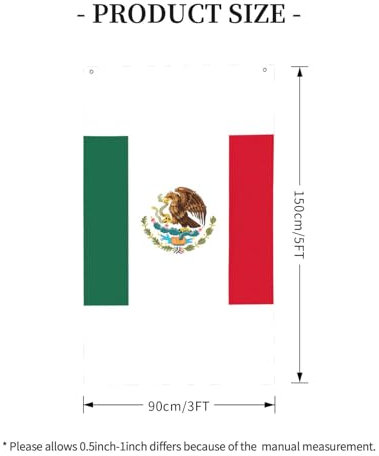 Drapeau du Mexique imprimé drapeau décoratif d'extérieur personnalisé, adapté à tous les environnements extérieurs