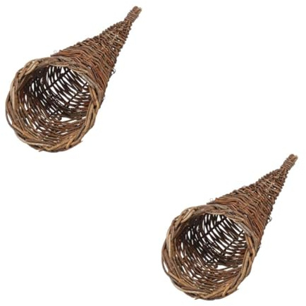 CIMAXIC 2 Pezzi Ornamenti Per Cesti in Corno Cestini Di Vimini Per Panieri Kit Bidone Corno Di Cesto Di Cornucopia Cesto Sospeso in Iuta Da Appendere Al Muro Riempitivo Cestino Grey Rattan