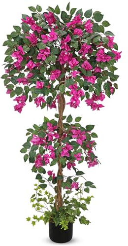 Arborus 150 cm Kunstbaum Bougainvillea Künstlich Kunstpflanze mit Blüten Groß Kunstblumen im Topf Blütenbaum Künstlich im Topf wie Echt Dekobaum Eingang Wohnzimmer Schlafzimmer Hotel Büro Deko