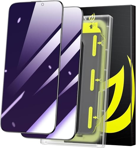 WSKEN Pellicola protettiva per iPhone 15 Pro Max, anti-luce blu, per limitare la polvere dell'auto, 2,5D Edge 28 Degree, senza bolle, antigraffio, 2 pezzi