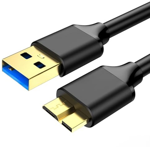 Câble USB 3.0 Mâle A vers Micro B 3.0 1M, Câble de Disque dur Externe Compatible WD Elements My Passport Canvio Seagate Samsung, Charge et Synchronisation Ultra Rapide, pour Ordinateur