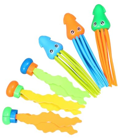 Gatuida Giocattoli per Immersione Subacquea per Bambini 6 Pezzi Creature Marine e Alghe in Schiuma PE Senza Sbavature Resistenti all’invecchiamento per Piscina e Nuoto