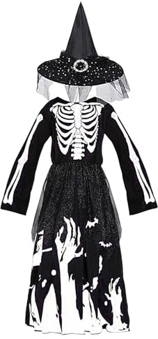Trollkarlsdräkt för barn - Halloween-outfit för barn | Flickklänning | S-L storlek barndräkter | Polyesterhatt och kostymset | Stretchdräkter