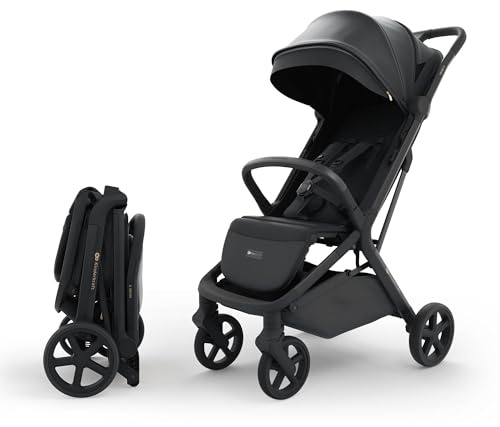 Kinderkraft NUBI 3 Passeggino Urbano, fino a 22 kg, Buggy, Con chiusura automatica, Capottina impermeabile, filtro UPF50+, Leggero 8.7kg, Posizione reclinata, Cinture di sicurezza a 5 punti, Nero