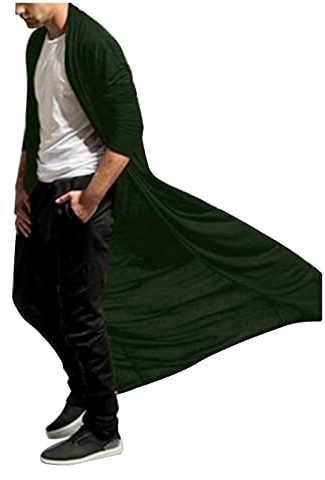Generisch Herrkappa, lång mantel, slank passform, lätt utan huva, outfit, tunn, andningsbar trenchcoat, enfärgad, lös, vindjacka, mångsidig, cardigan, jacka, halloween, övergångsjacka, Grön, XXL