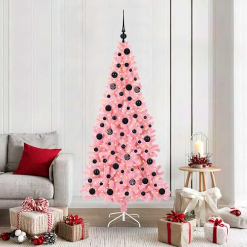 Árbol De Navidad con Luces LED 300 Blanco Cálido, con Soporte Rosa, 180 Cm De PVC, Montaje Fácil, Reutilizable, Decoración para Interior y Exterior Protegido, Christmas Tree Artificial, 3396430