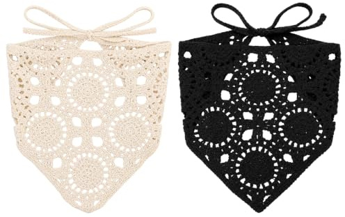 Lot de 2 bandanas vintage noués au crochet avec imprimé fraises pour femmes et filles