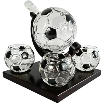 Set Decanter | Bicchiere Da Liquore Riutilizzabile A Forma Di Pallone Da Calcio,Decanter per Vino da 850 ml,Per Papà Marito Mamma Cocktail Cucina Bar Feste Matrimoni Celebrazioni