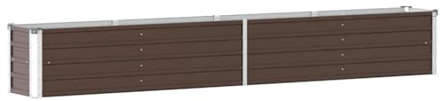 vidaXL Lit Surélevé Pot de Fleurs Bac à Plante Pot de Plante Bac de Fleurs Jardinière Jardin Extérieur 320x40x45 cm Acier Galvanisé Marron