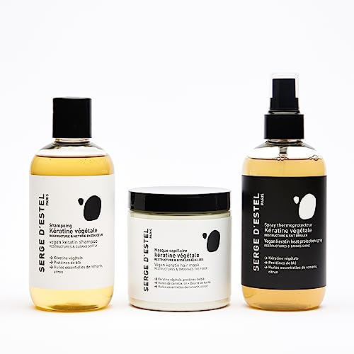 SERGE D'ESTEL PARIS Keratin Haarpflege Routine Geglättetes Haar Natürliche Vegane Haarpflege Experte für Brasilianisches Glätten, 700 ml