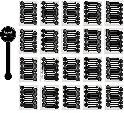 Happyupcity 20Sheets(200Pcs) Black Handmade Self Adhesive Evident Stickers Seals Sealing Lable Tamper Decorative Labels for Baking Craft Arts Food Food Retail Package