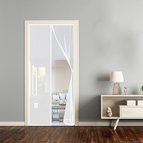Fly Screen Door, 160x200cm, Patio Door Fly Screen Curtain with Magnets,Anti Mosquito Mesh Fly Curtain,Prevent Bugs Fly,Pet and Kid Friendly,Easy Install (White)