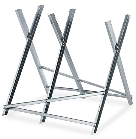 Relaxdays Sägebock, Holzsägearbeiten, klappbar, 150 kg, Sägegestell für Kettensägen, Stahl, HBT: 80 x 81 x 83 cm, silber