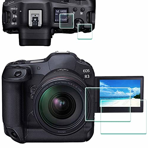 ULBTER Displayschutz schutzfolie für Canon EOS R3 + OBEN [2+2 Stück] screen protector folie 9H Härte Gehärtetes Glas + Top Protector