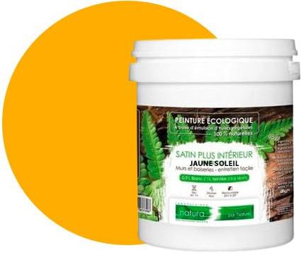 BOX DECO COULEURS Pintura de pared natural ecológica con aspecto satinado interior Natura – 1 l/13 m², amarillo sol