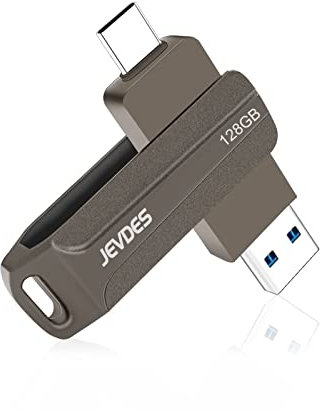 JEVDES - Chiavetta USB C 3.0, 128 GB, 2 in 1, per PC/tablet/smartphone/laptop (grigio)