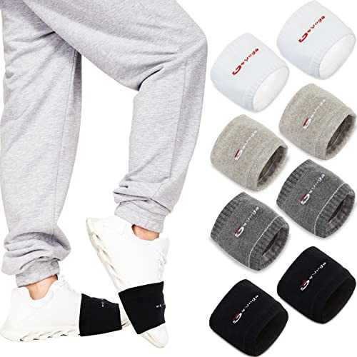 Geyoga Dance Shoe Covers Socks for Dancing on Smooth Floors over Sneakers Protecting Knee(4 Pairs,White, Light Gray, Dark Gray, Black)