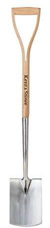 Kent & Stowe Garden Life Stainless Steel Digging Spade, Light and Compact Traditionally-Styled Garden Tool, All Year Round Made from Stainless Steel and Ash Wood