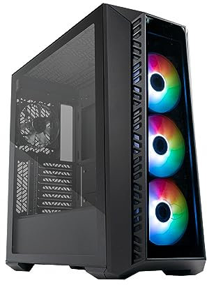 Cooler Master MasterBox 520 Caja PC - Media Torre ATX, 4 Ventiladores Preinstalados, Múltiples Configuraciones de Flujo de Aire, Panel Frontal y Lateral de Vidrio Templado, Controlador ARGB - Negro
