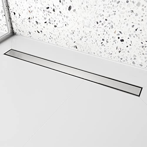 91,4 cm linearer Duschablauf mit Flieseneinsatzrost, SUS304 Edelstahl-Bodenablauf mit verstellbaren Nivellierfüßen und Haarfiltern, für alle Anwendungen für die Notwendigkeit von Abdichtung und