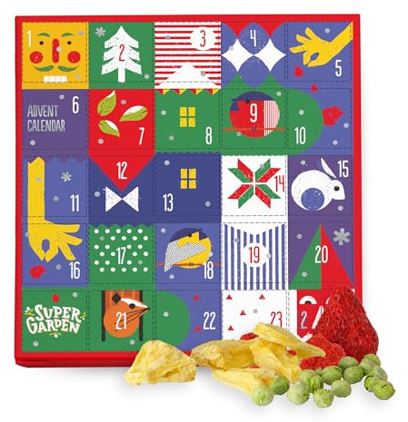 Einzigartiger Adventskalender 2025 für Frauen, Männer und Kinder - Gesunder Lebensmittel-Weihnachtskalender 2025 von Super Garden - Vegan, glutenfrei, ohne Zuckerzusatz - Adventskalender Essen