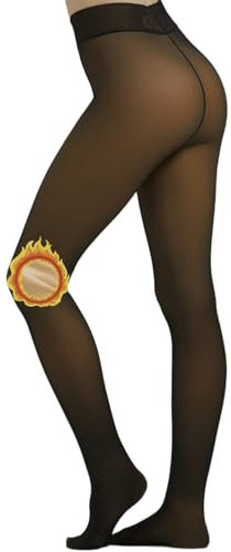 Arkim S/M/L/XL Collant femme hiver, Legging collant polaire femme grande taille, Collants thermiques pour femme - Doublure d'hiver - Faux translucide - En peluche