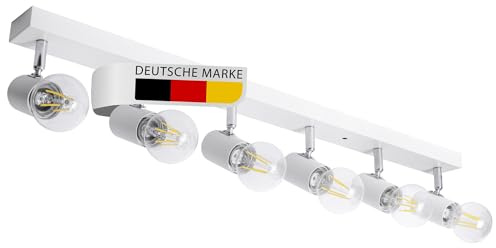 Maxkomfort LED Deckenleuchte weiß | 6x E27 Fassung 6-flammig | schwenkbar Deckenlampe Deckestrahler Deckenspot Wandleuchte proShine-E276-WH
