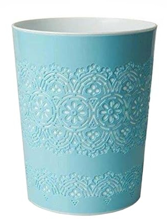 PREMZO Round Flora Bin 9 Liter Basket Container Storage Plastic Waste Paper Small Rubbish Bin Trash for Bedrooms Lounge Kitchen Home Office Bathroom Dormitory Rooms (Blue)