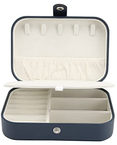 Fockety Caja de joyería pequeña, Cuero de la PU Impermeable Suave Forro de Terciopelo de Cuentas de Viaje Organizador de joyería de 2 Capas Caja de joyería portátil