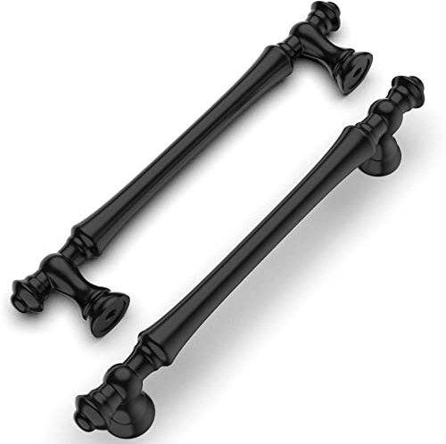 Amerdeco 10 Stück Möbelgriffe Schwarz, 128mm Lochabstand, Zinklegierung Schubladengriffe & Schrankgriffe für Küchenschränke & Kleiderschränke UK0017