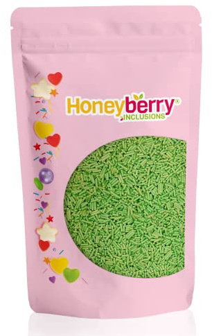 Honeyberry Hilos Verdes de Confetti 200g - Confetti Comestibles Naturales para Decorar Tartas - Hilos de Azúcar Verdes, Confetti de Azúcar para Decorar Pasteles, Muffins y Postres - Fabricado en la UE