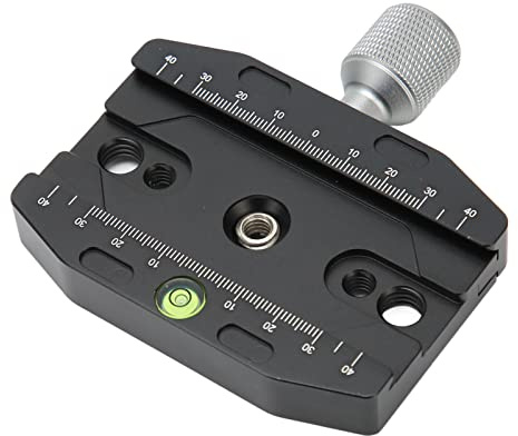 Quick Release Plate Clamp, Quick Release Plate Mount, CNC Machining Camera Tripod Mount Adapter with 2 Bubble Levels and Non Slip Locking for DSLR Projector