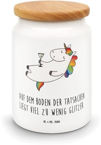 Mr. & Mrs. Panda Kaffeedose Einhorn Cocktail - Geschenk, zuckerdose, behälter, Unicorn, Glitzer, Einhörner, Spruch, Caipirinha, Party, Dose, Keksdose, Geburtstag, Frischhaltedose, Lebensmittelbehälter