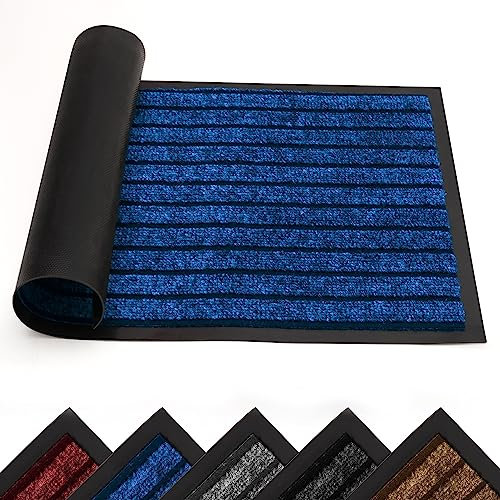 Yorkshire Bedding Door Mat Non Slip – Navy Rubber mat 40x60cm Machine Washable Door Matts indoor Dirt Trapper Super Absorbent Door Mats Outdoor