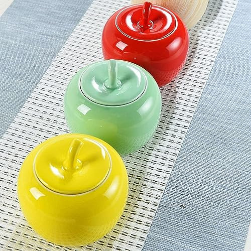 Sucrier en céramique, sucrier, sucrier de couleur unie avec couvercle, 480 ml (17 oz) en forme de pomme, pot à épices, for café, bar, restaurant, maison, rouge, 480 ml (Co (couleur : rouge) ( Color :