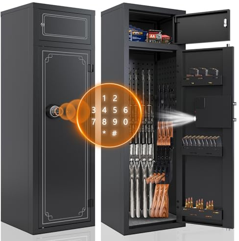 KAER 12 15 Gun Safe for Rifles and Pistols Electronic Gun Cabinet for Rifles and Shotguns Large Rifle Safes for Home Gun Safe Clearance with Removable Shelf and Separate Lockbox