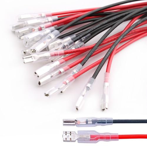 RUNCCI-YUN 20Pcs 2.8mm and 4.8mm Kabelschuhe Set Flachstecker Quetschverbinder Sortiment,Isolierte Flachstecker kabelverbinder mit Isolierhülse und Draht