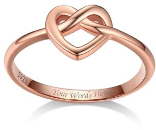 Bestyle Irische Claddagh/Triquetra/Infinity Herz Ring Damen Mädchen Text gravierbar Personalisiertes Geschenk Ringgröße 47-67