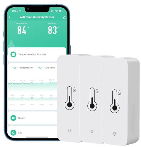 Termometro Igrometro Intelligente, Smart Hygrometro Ensore di Temperatura e Umidità per Interni ed Esterni per Seminterrato e Serra (3 PCS)