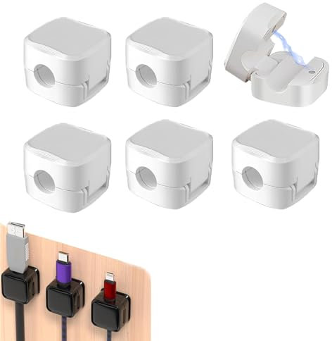 Charging Cable Magnetic Cable Organizer Storage Holder, Magnetic Cable Organizer Storage Holder, Wire Holder Keeper Organizer Management for Desktop, Side Table, Under the Table, Kitchen ( Color : Whi