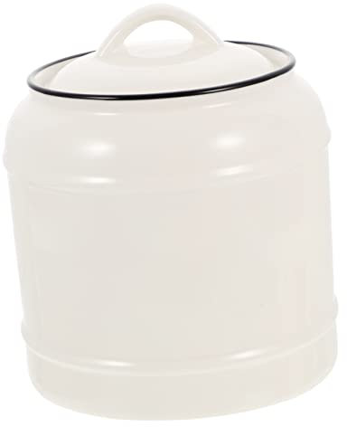 BRIGHTFUFU Ceramic Food Canister 2200ml Large White with Black Rim Airtight Tea Leaf Holder Coffee Storage Container for Kitchen Pantry Organization
