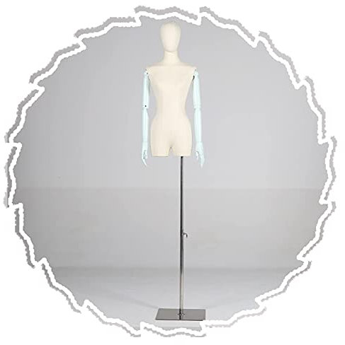 Weiblicher Mannequin-Torso-Körper, Schneiderpuppe mit Kopf und Holzarmen, höhenverstellbares Dummy-Modell für die Schaufensterauslage an der Ladentheke, 4 Farben