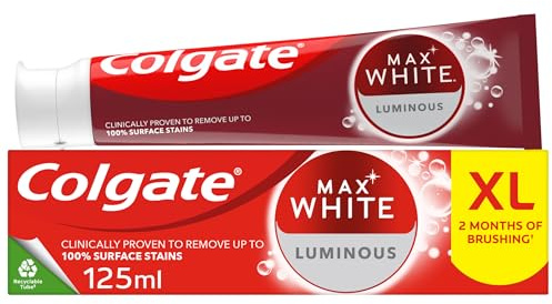 Colgate Max White Luminous Toothpaste 125ml, Teeth Whitening Toothpaste with Clinically Proven Formula that Removes Up to 100% of Surface Stains