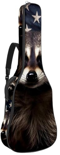Custodia per chitarra acustica, bella custodia per 40/41/42 pollici con tasche multiple e design impermeabile, bandiera americana animali, Multicolore, 42.9x16.9x4.7 in, Borsa per chitarra