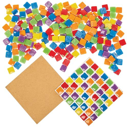 Baker Ross FN097 Mosaikfliesen-Untersetzer-Bausatz - 4er-Pack, Bastelsets für Kinder, Untersetzer selber machen