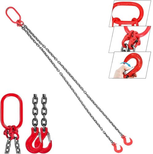 Generisch Hebekette Tragbar Dauerhaft 6MM Kettengehänge Schwerlast Manganstahl Anschlagkette 4 Strang Krankette zum Heben mit 4T Tragfähigkeit,A,300CM