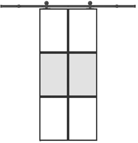 vidaXL Porte coulissante kit de quincaillerie trempé Verre Aluminium, Porte coulissante sur Rail, Porte coulissante intérieure, Porte coulissante de Salle de Bain