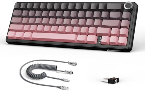 LexonElec x Attack Shark X66 60% Mechanische Tastatur Kabellos mit Lautstärkeregler, Hot-Swap Gasket Mount, 2.4G/USB-C/BT5.0, QWERTY PBT Keycap, Mini 66 Key RGB Gaming Tastatur für Win/Mac-Black/Pink